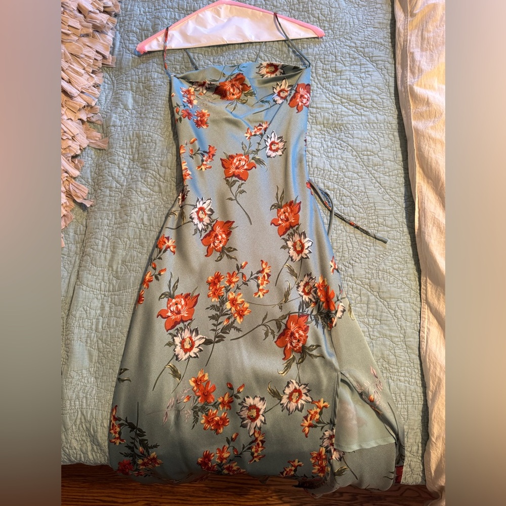 Astr Blue Floral Wedding Dress
